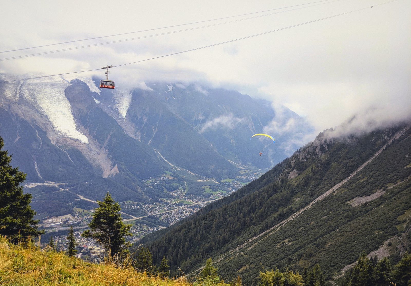 chamonix valley gondola paraglider