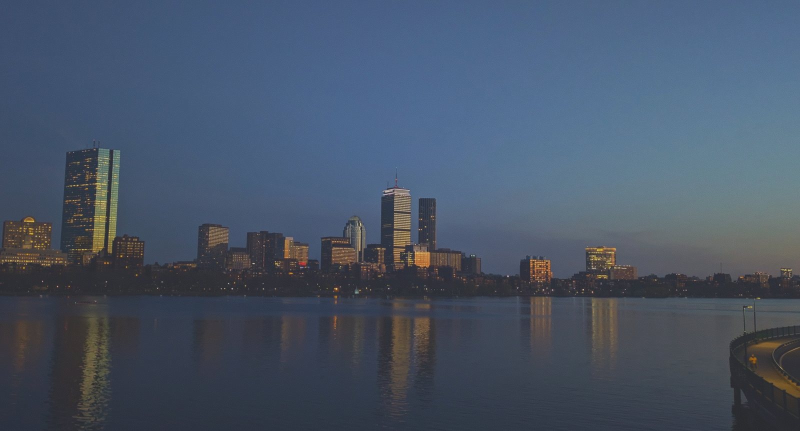 boston back bay blue hour pier