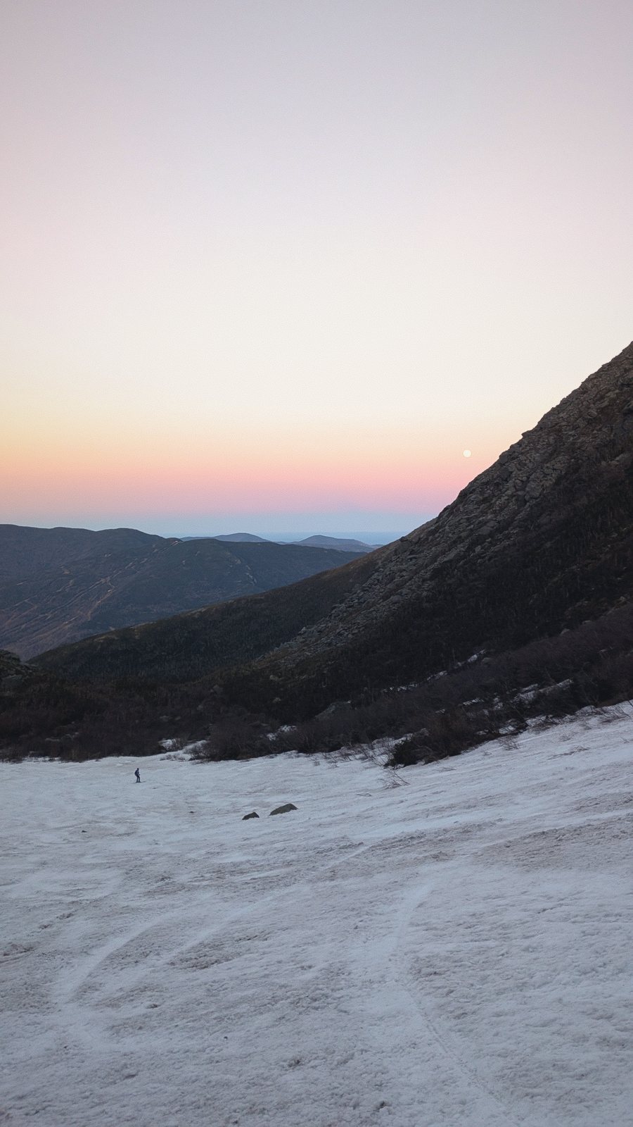 snow road dusk ridge