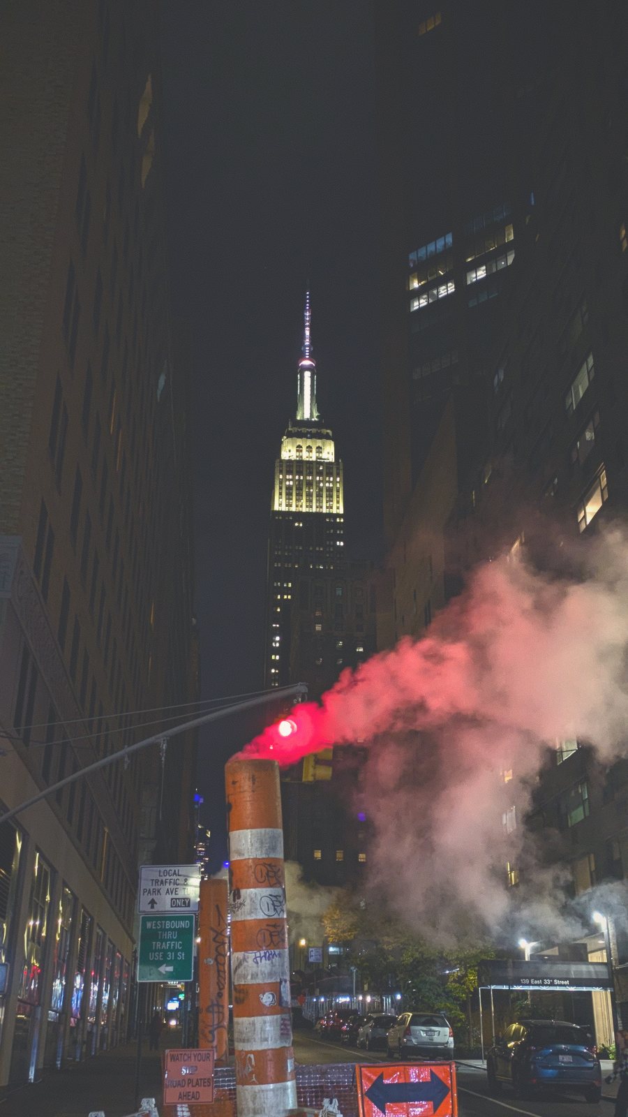 nyc steam stack empire state night