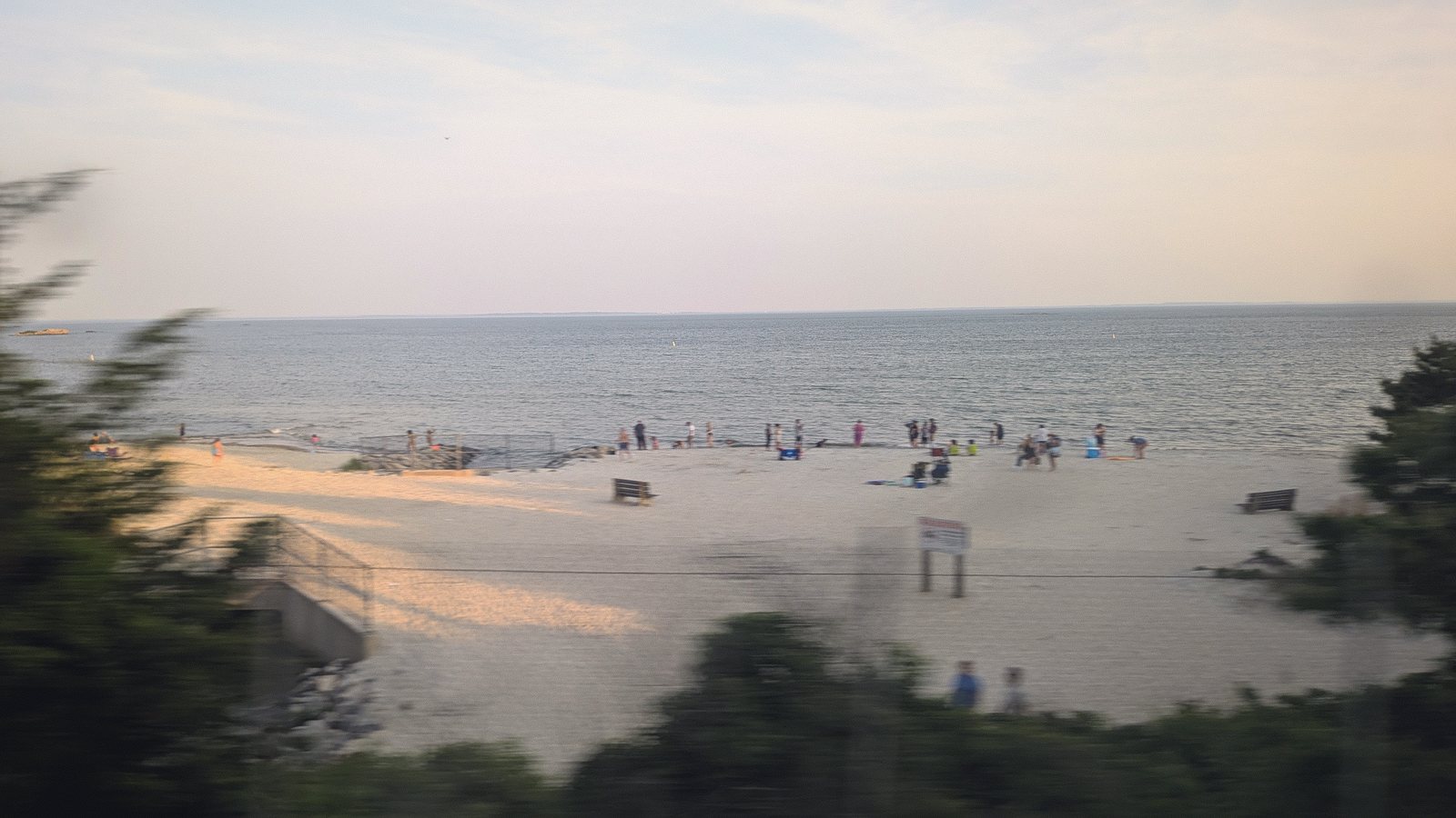 train blur beach